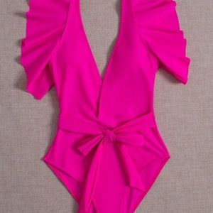 Hot pink deep V one piece
